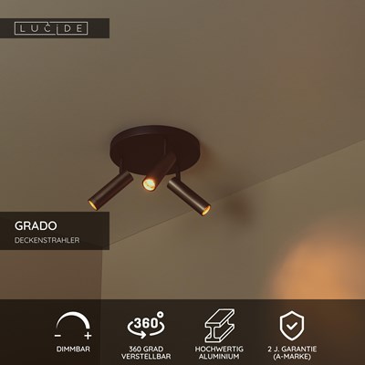 Lucide GRADO - Deckenstrahler - Ø 25 cm - 3xGU10 (MR11) - Grauguss